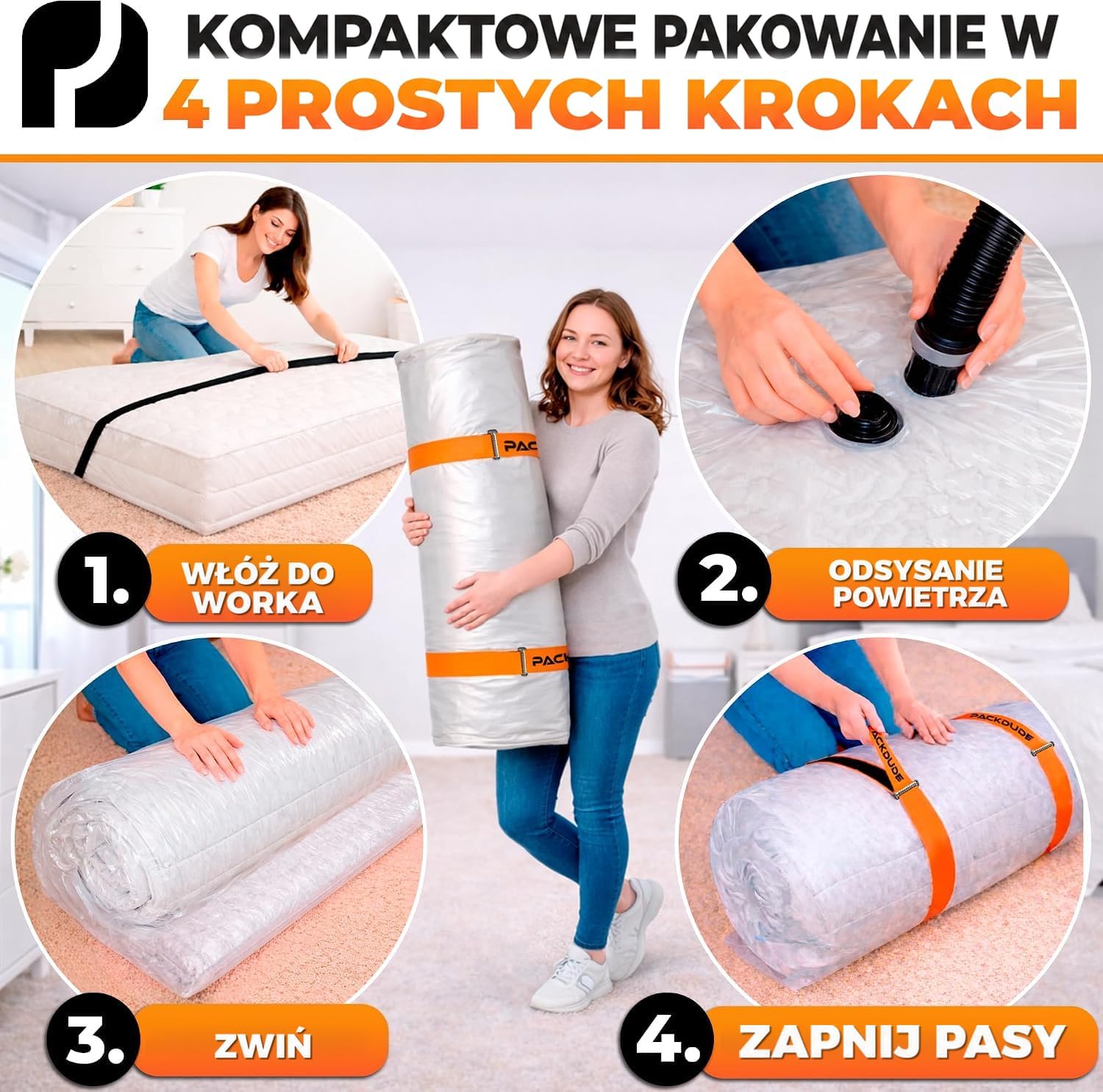 Detalle 1 de PACKDUDE PD-VB-BE-P2 – worek próżniowy na materac 240 × 200 cm, do 33 cm