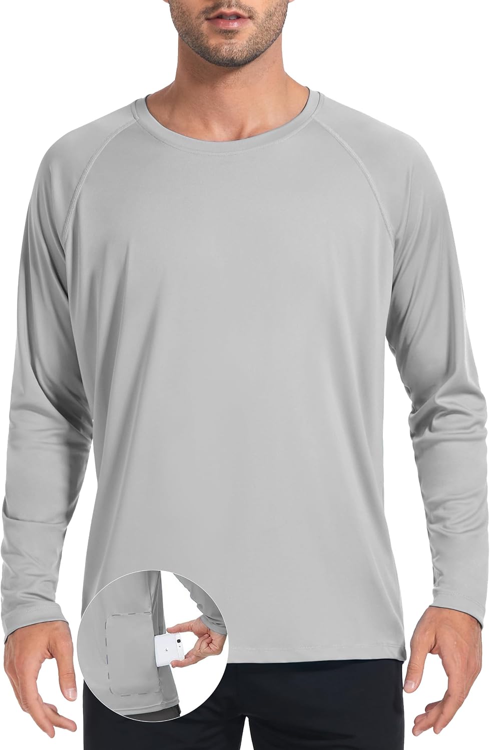 Detalle de Desol rashguard för män med fickor, UPF 50+ och lång ärm