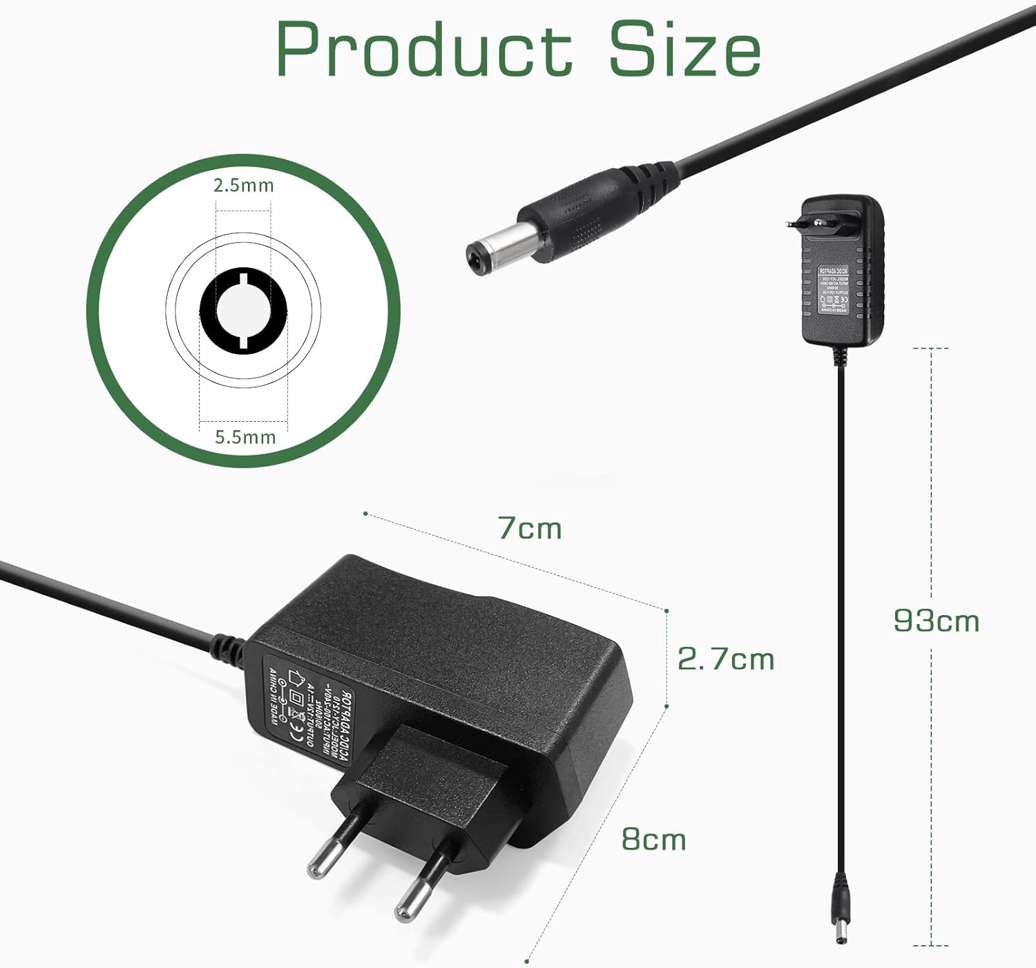 Detalle de KSIBNW Trasformatore adattatore universale DC 12 V 1 A (12 W) con jack 5,5–2,5 mm per strisce LED