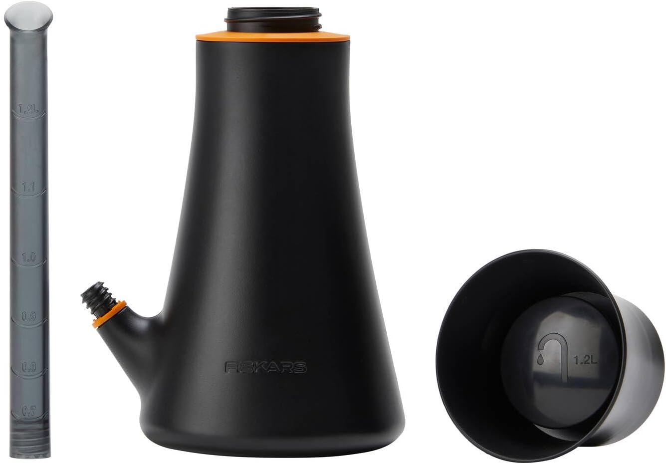 Detalle de Fiskars 1071307 vattenkanna med lock, 1,2 l i järn, svart/orange