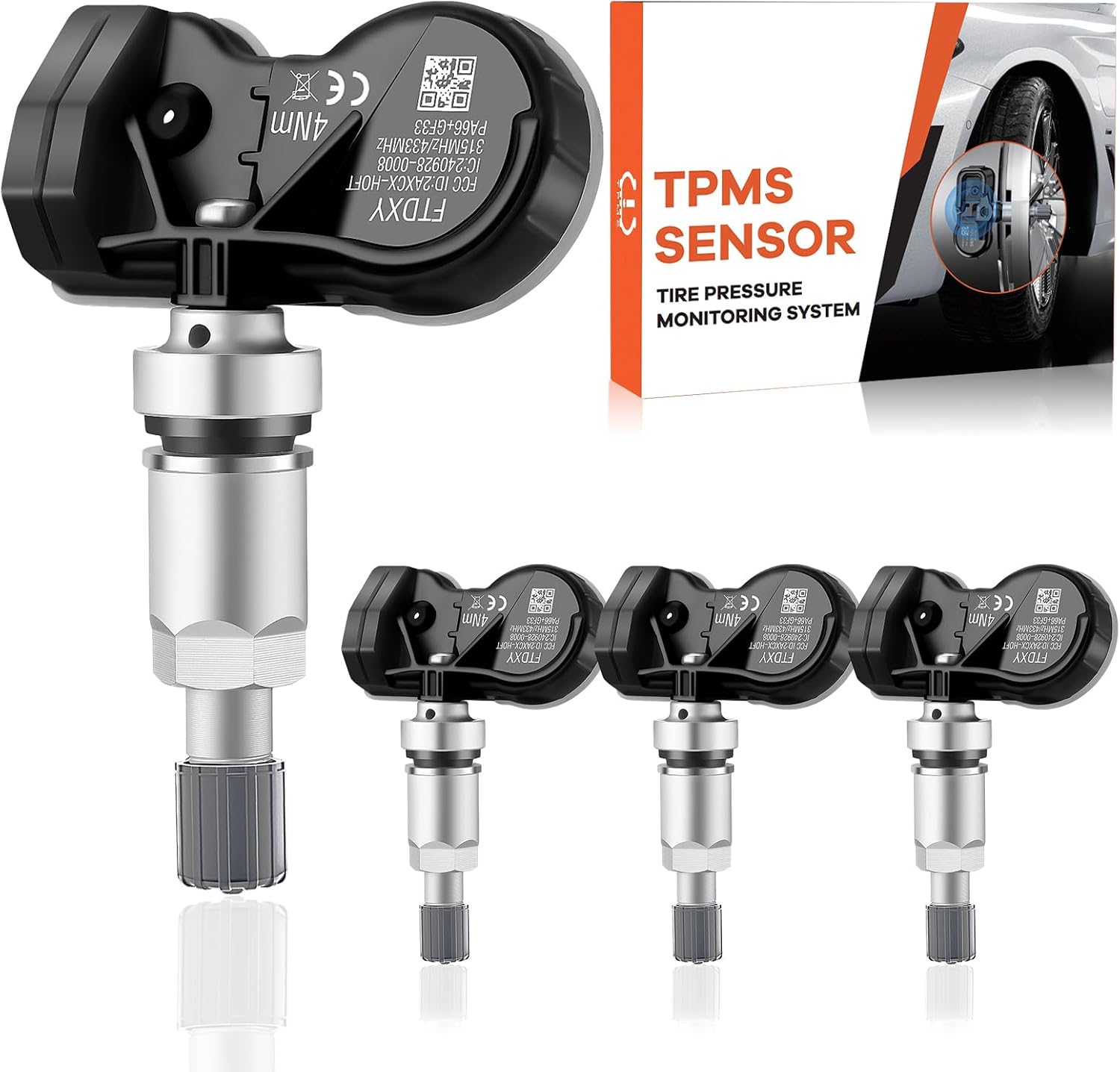 GEARLEADER 4PCS Multi-Protocol TPMS Tire Pressure Sensors for Ford (315 & 433MHz) – Snap-in Replacement