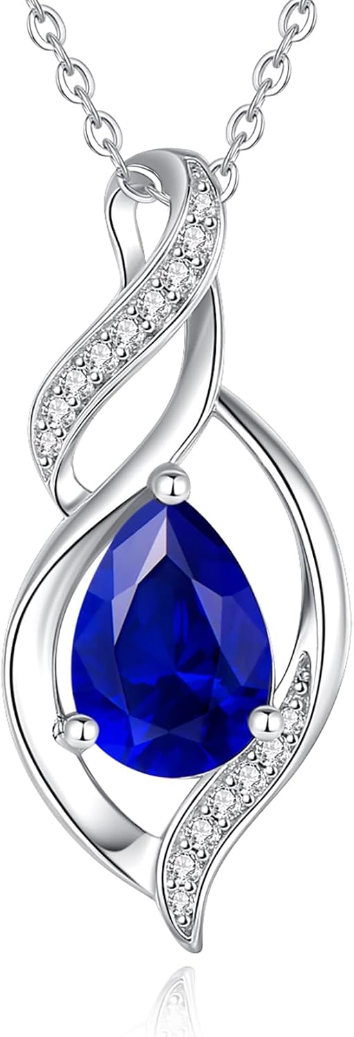 Detalle de FANCIME Sterling Silver Teardrop September Birthstone Necklace for Women