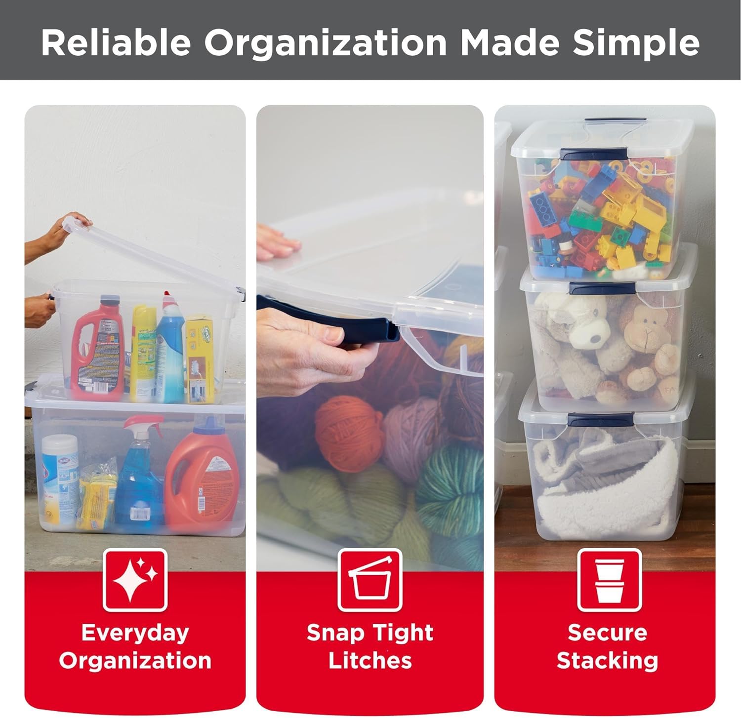 Thumbnail 2 de Rubbermaid Cleverstore Clear 32 Qt Storage Bins