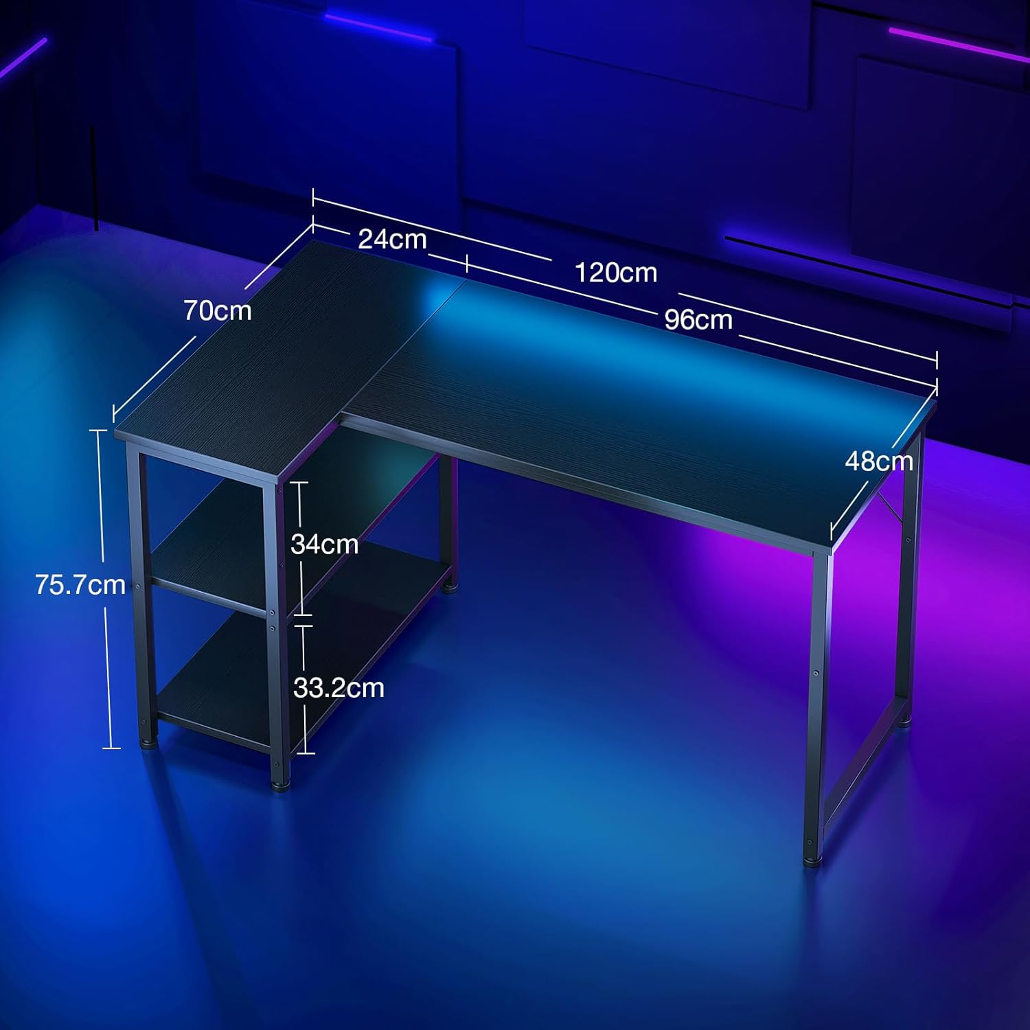 Detalle 1 de Coleshome L Shaped Desk 120x70 cm