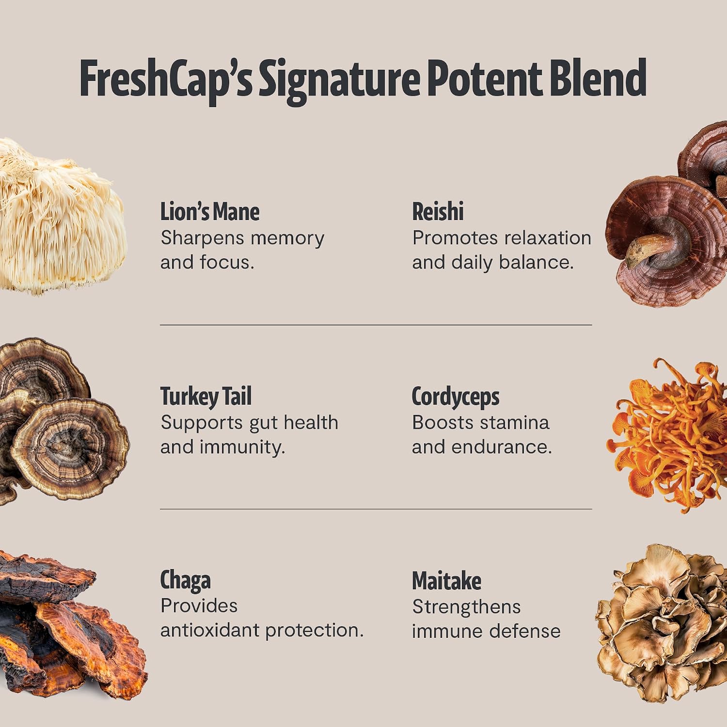 Detalle de FreshCap Mushroom Powders Organic Instant Mushroom Coffee, 45 Servings