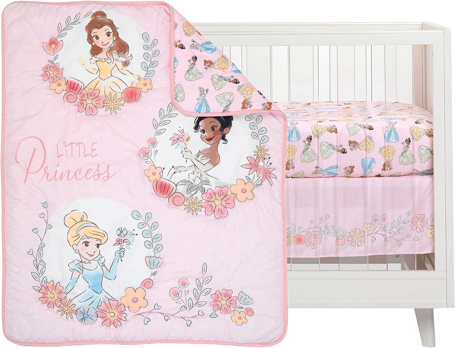 Detalle 2 de Lambs & Ivy 893003V ディズニープリンセス ベビーベッド寝具3点セット ピンク