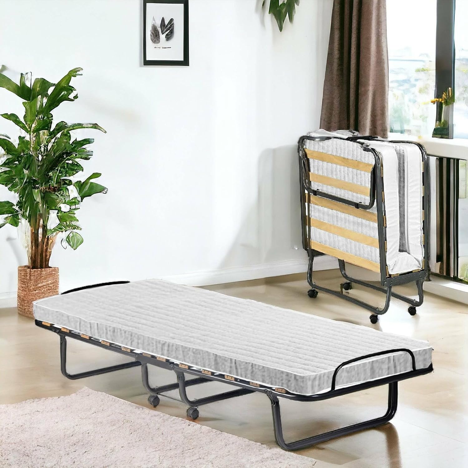 Detalle de Talamo Italia Letto Pieghevole Deva: brandina 80x190 con rete 12 doghe e materasso incluso