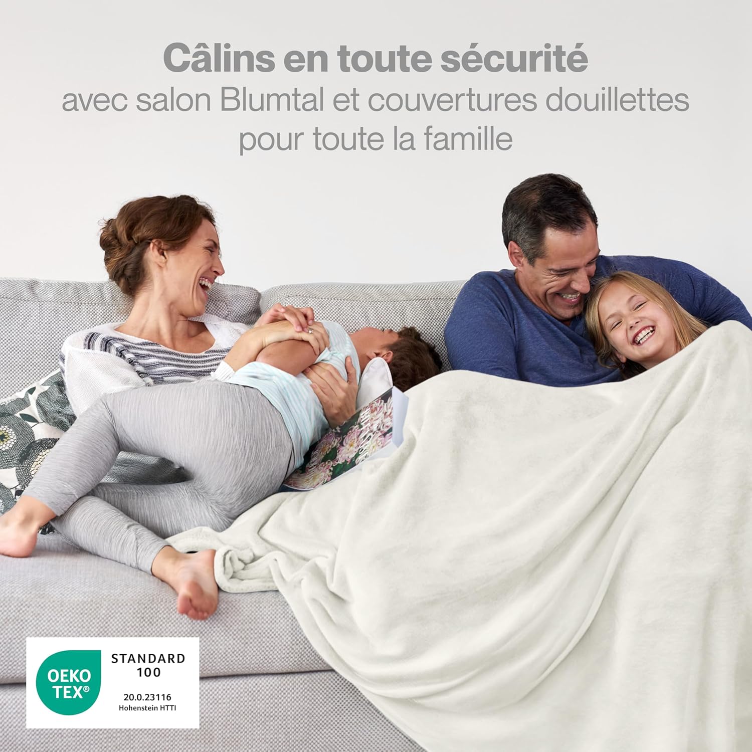 Thumbnail 1 de Blumtal Couverture polaire 150 x 200 cm en microfibre (Oeko-TEX®) pour canapé et lit, blanc