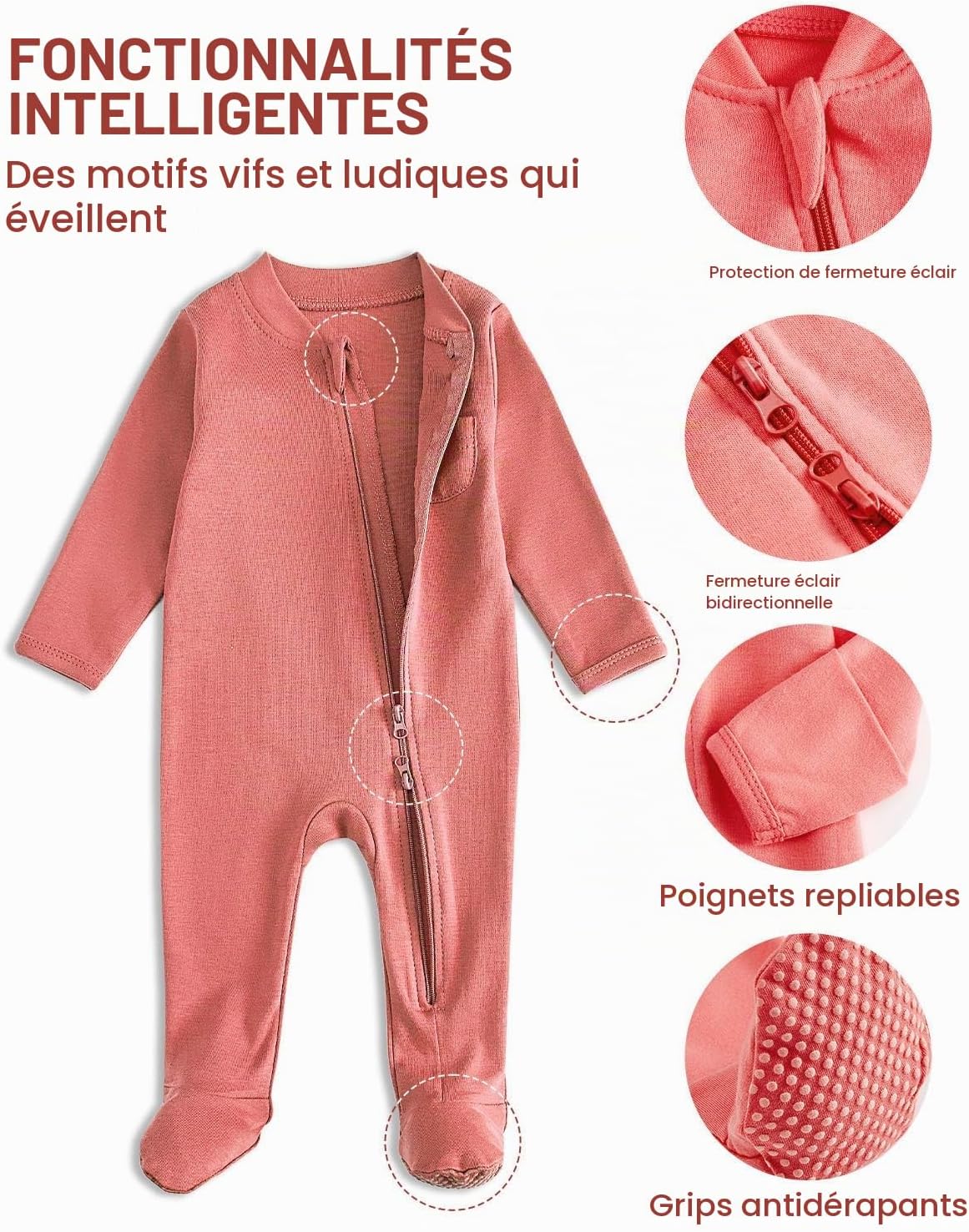 Thumbnail 1 de JiAmy babypyjama, 2 stuks in 100% katoen met lange mouwen en voetjes