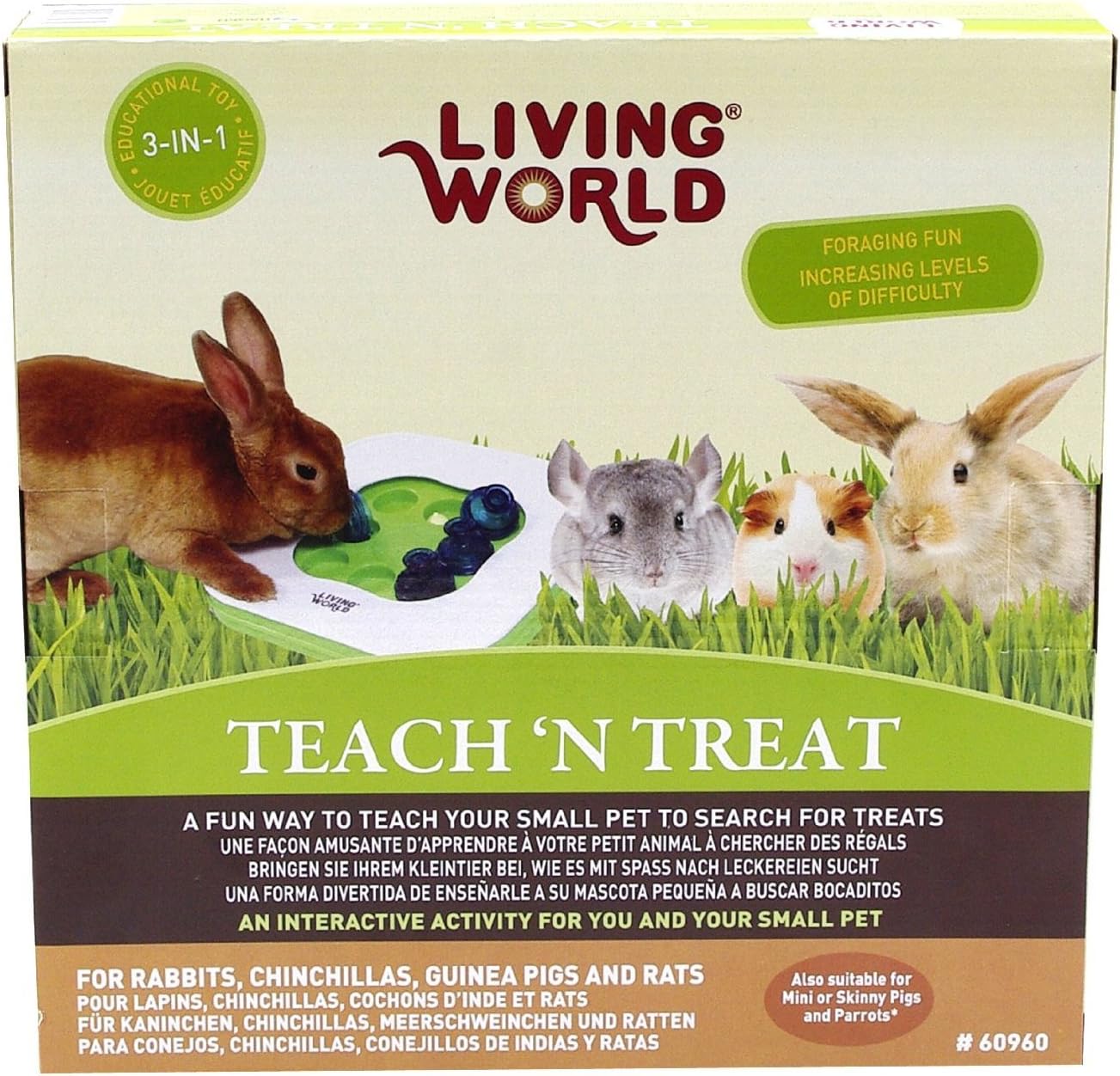 Detalle 2 de LIVING WORLD 3in1 interaktives Lernspielzeug für Kaninchen, Chinchillas, Meerschweinchen und Ratten