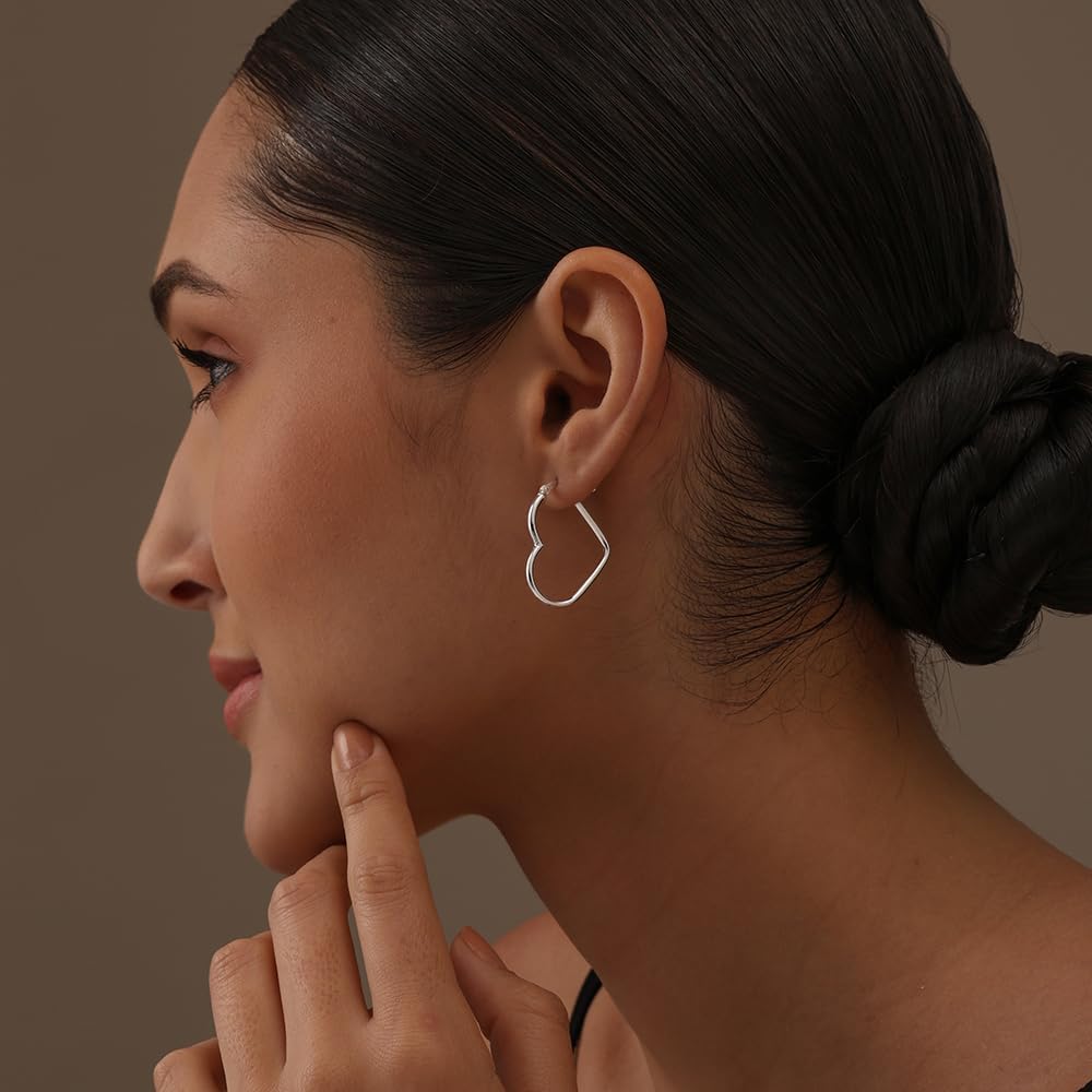 Detalle de LeCalla 925 Sterling Silber Herz Creolen 23×28 mm