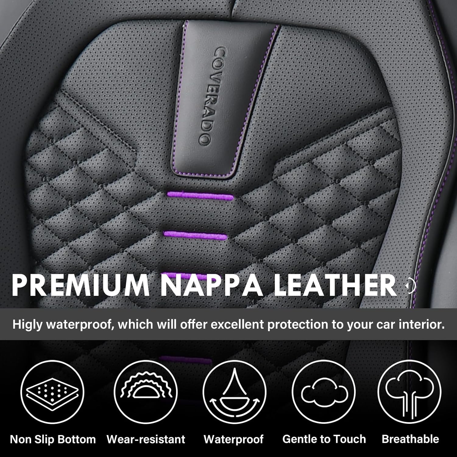 Detalle 2 de Coverado Car Seat Covers Nappa Leather, 2 Pack