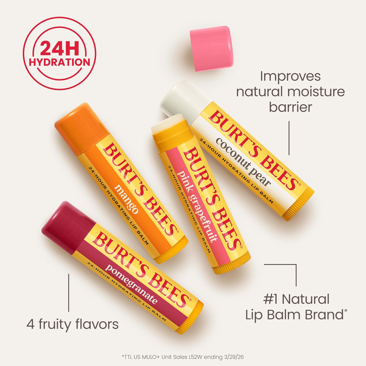 Thumbnail 5 de Burt's Bees Lip Balm 4-Pack 0.15 oz