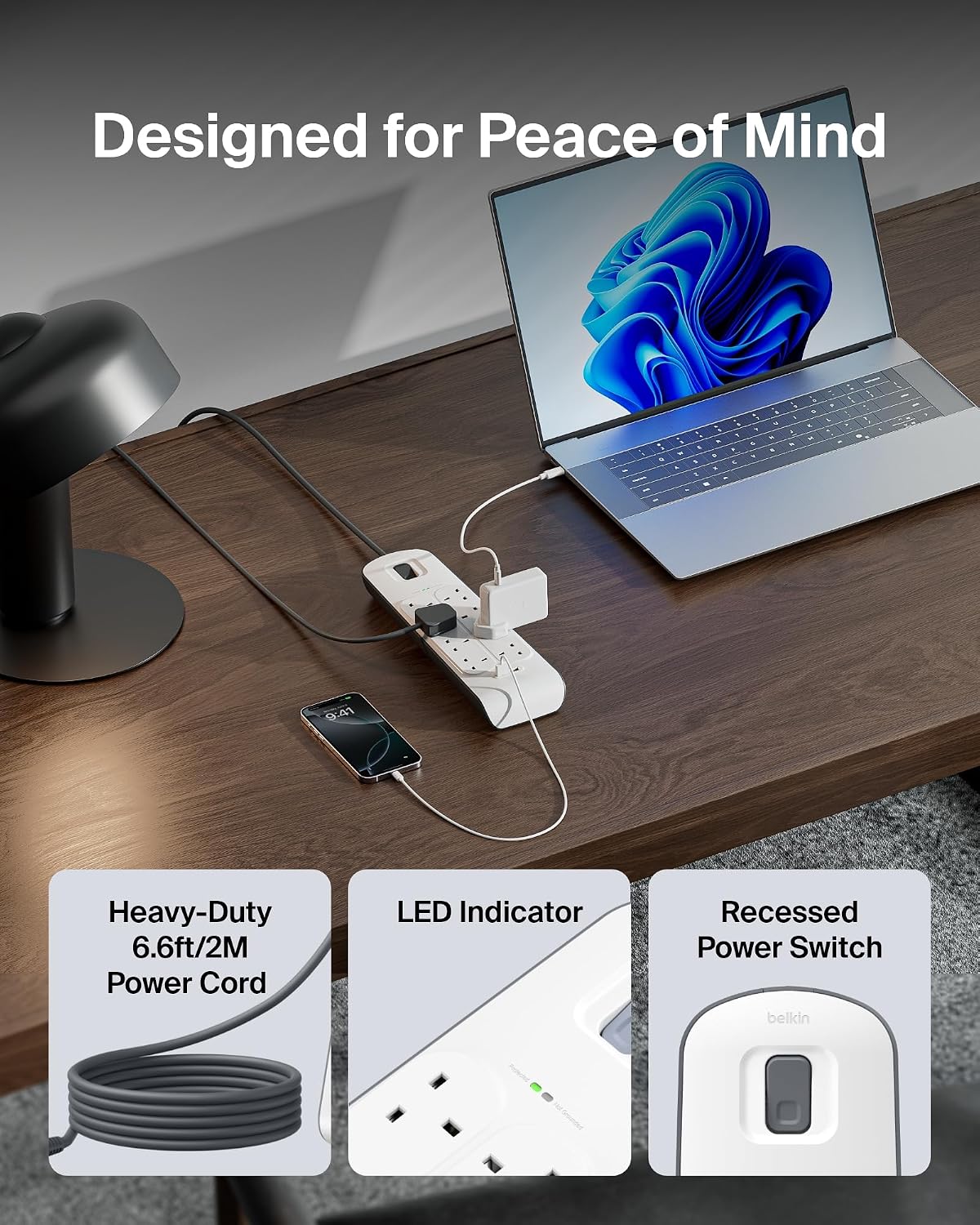 Thumbnail 5 de Belkin Extension Lead 8‑Way with USB