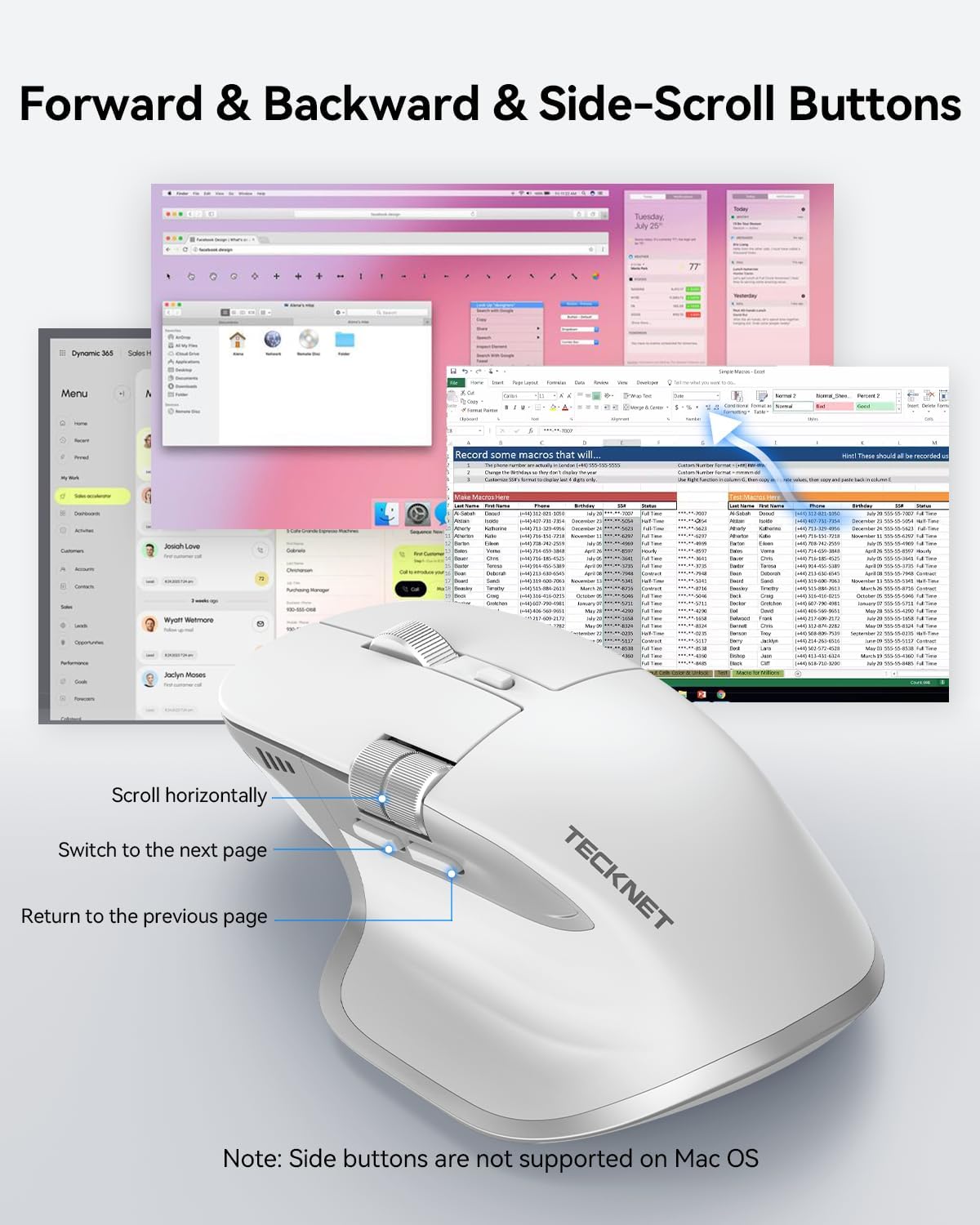 Thumbnail 1 de TECKNET Bluetooth Mouse Dual 5.0 2.4GHz