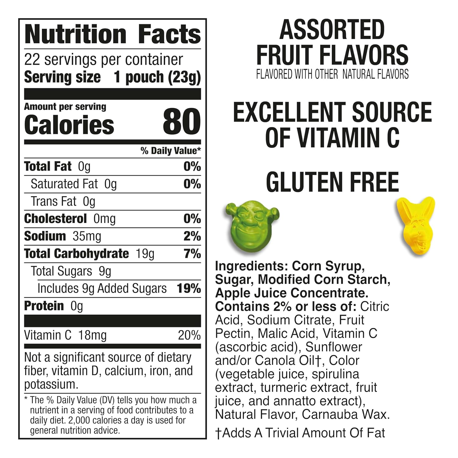 Detalle 2 de Betty Crocker Shrek Fruit Flavored Snacks, 22 Pouches, Gluten-Free, 17.6 oz