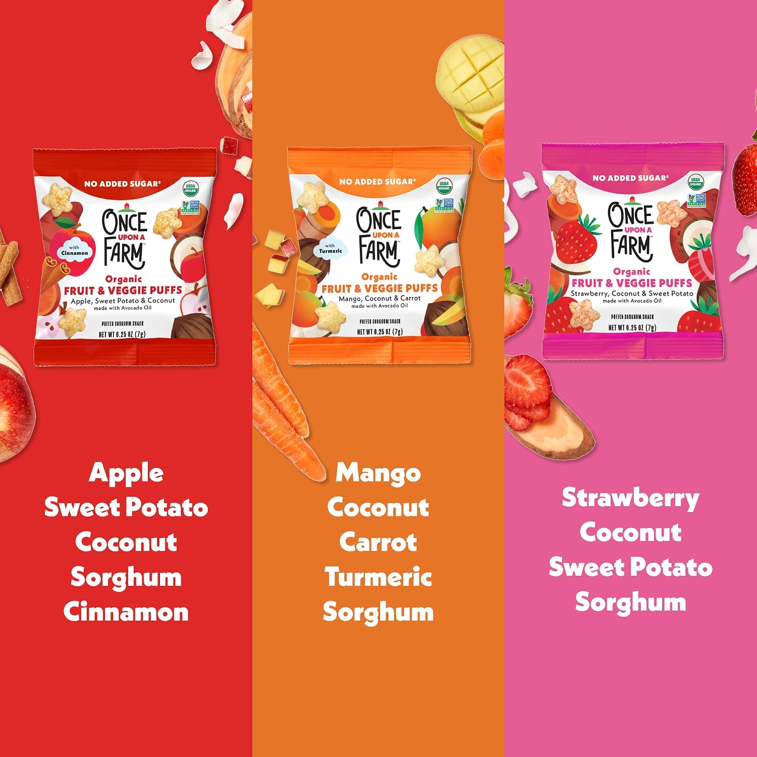 Thumbnail 2 de Once Upon a Farm Organic Puffs Variety Pack, 30 Ct, Non-GMO, Sorghum-Based