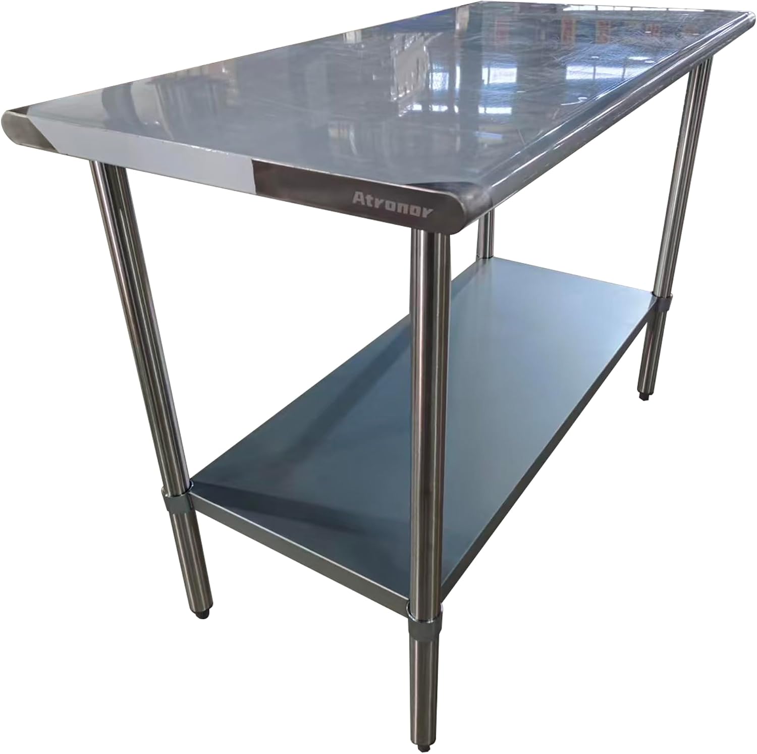 Detalle de Atronor Stainless Steel Prep Table, 24 x 70 in. with Adjustable Undershelf