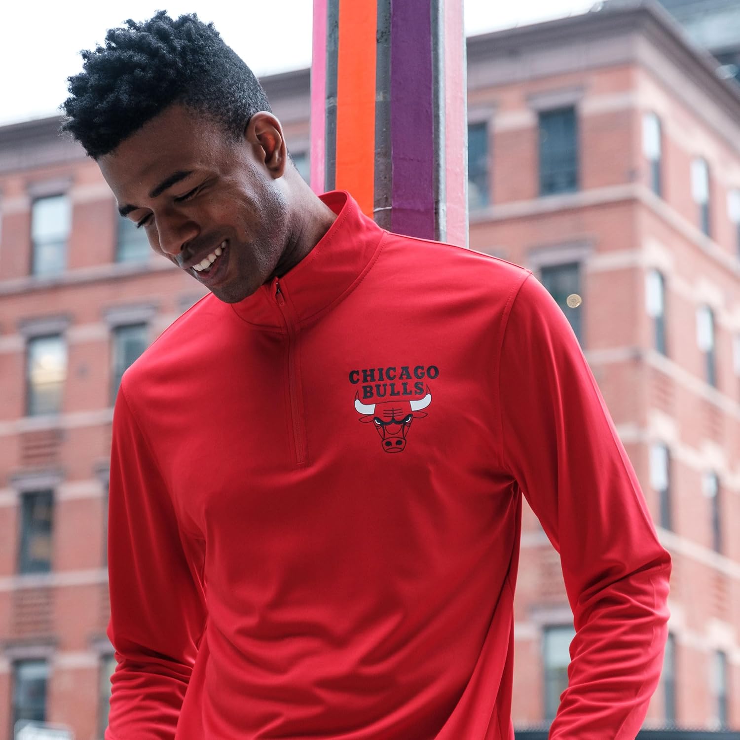 Detalle de Ultra Game Men’s NBA Official Quarter Zip Performance Long Sleeve Pullover T-Shirt