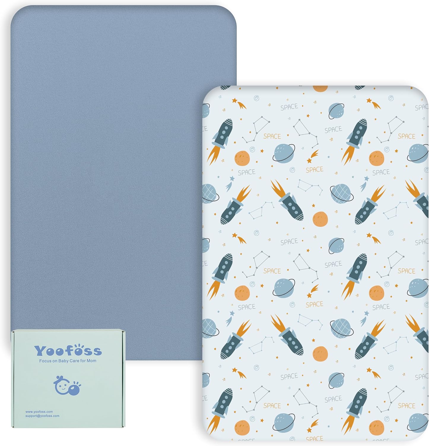 Detalle de Yoofoss Cot Bed Sheets 95 x 65 cm fitted cot bed sheets (2-pack) – super soft and breathable