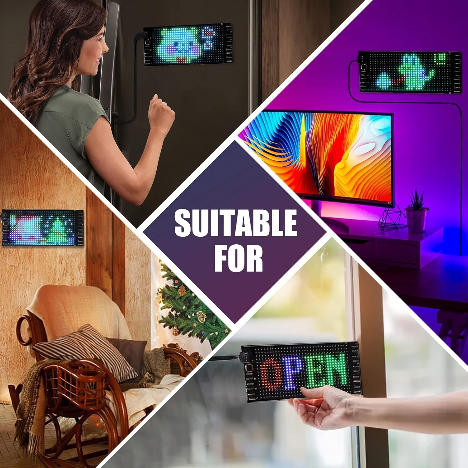 Thumbnail 4 de Rayhome AM0015 Flexible LED Sign, 7 in. x 3 in., USB 5V Bluetooth RGB