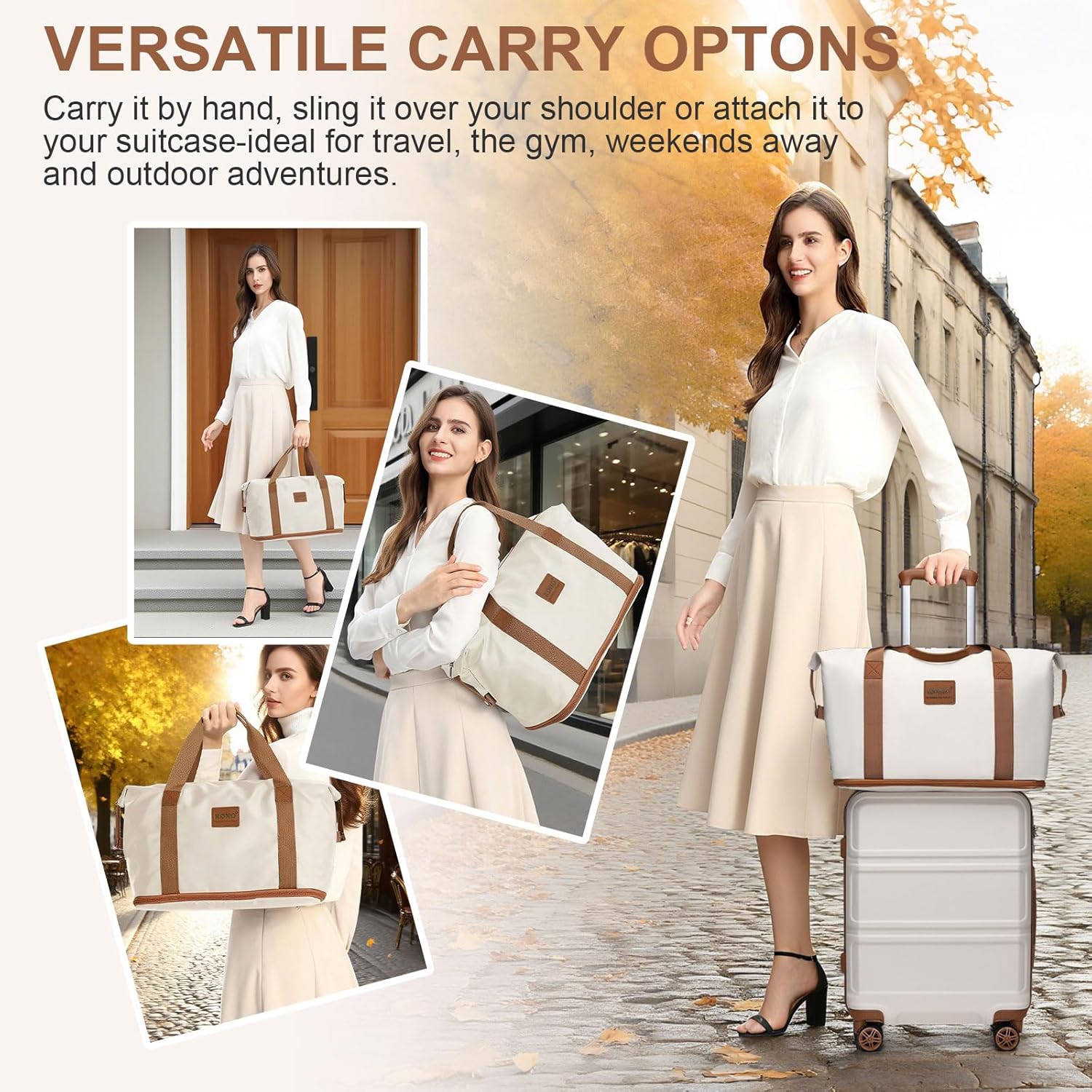 Detalle de Kono for Ryanair Cabin Bags 40x30x20: Foldable, Expandable Underseat Duffel