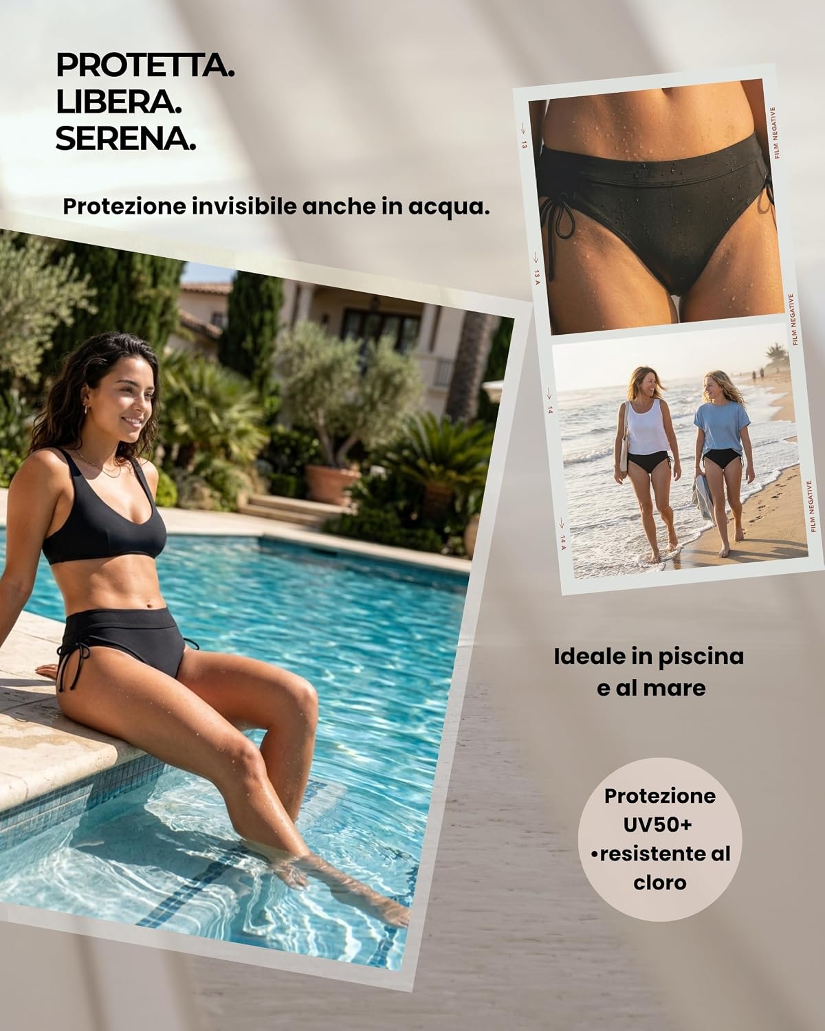 Detalle de MOOPRA Costume da Bagno Mestruale NAIA con AquaSecure