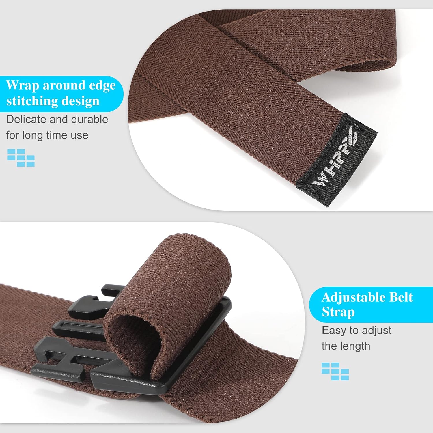 Detalle de WHIPPY Mens Elastic Stretch Work Belt (Metal-Free Quick-Release Buckle) – Unisex Adventure Sports Belt