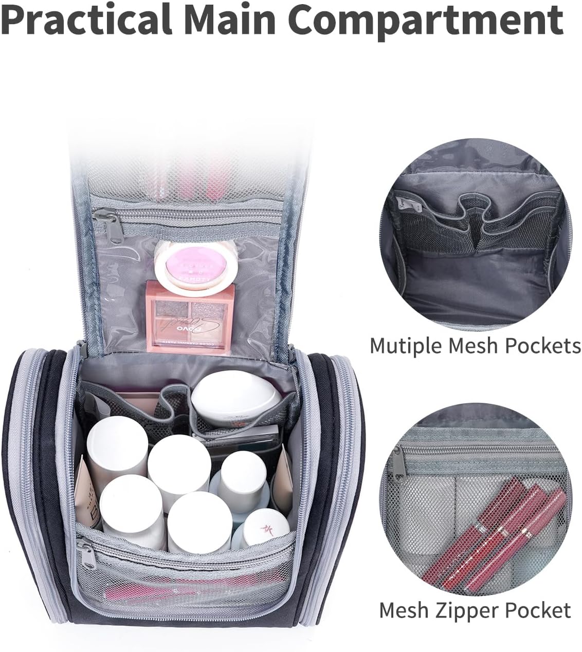 Thumbnail 2 de Narwey Travel Hanging Toiletry Wash Bag (Black, Small) – organised organiser for holiday essentials
