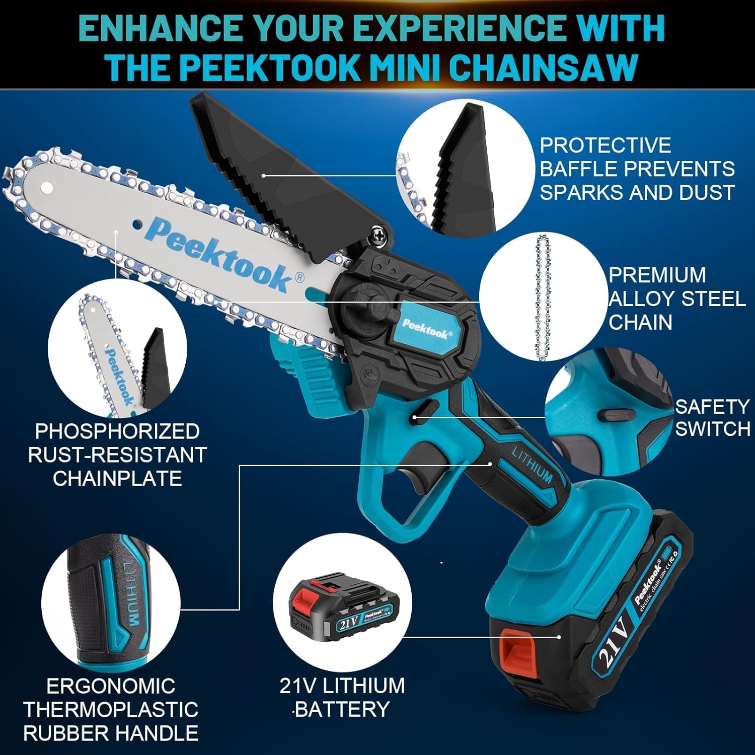 Thumbnail 4 de Mini Chainsaw 6in brushless cordless, 2 batteries
