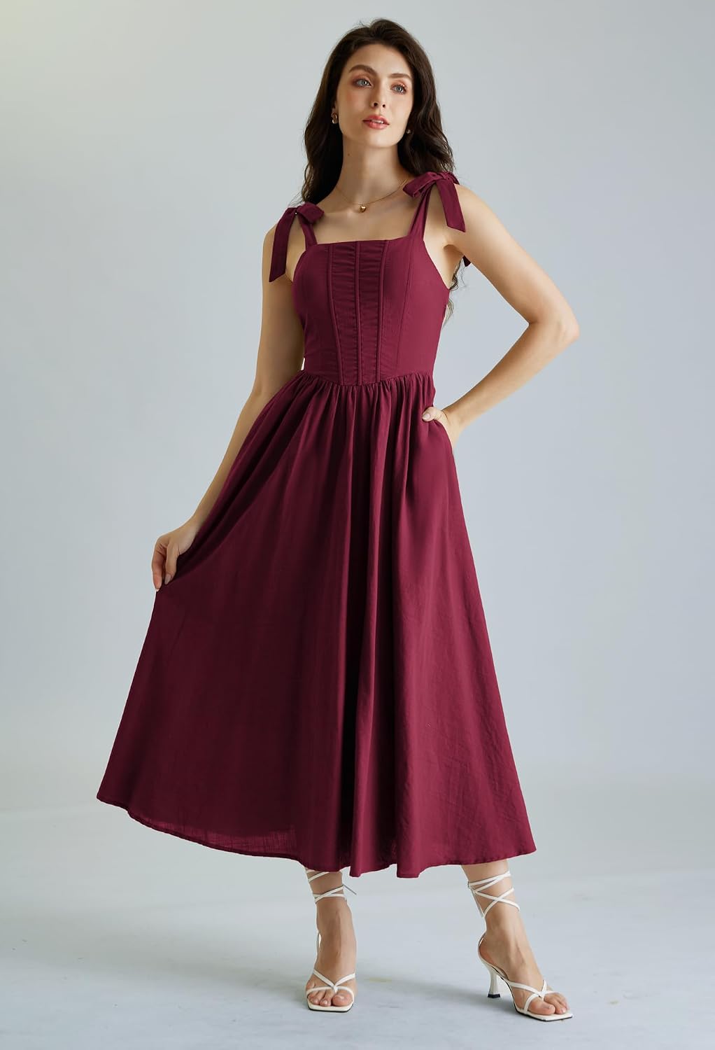 Detalle de SCARLET DARKNESS Damen Mittelalter Kleid langarm mit Schnürung und A-Linien-Renaissance-Korsettoptik