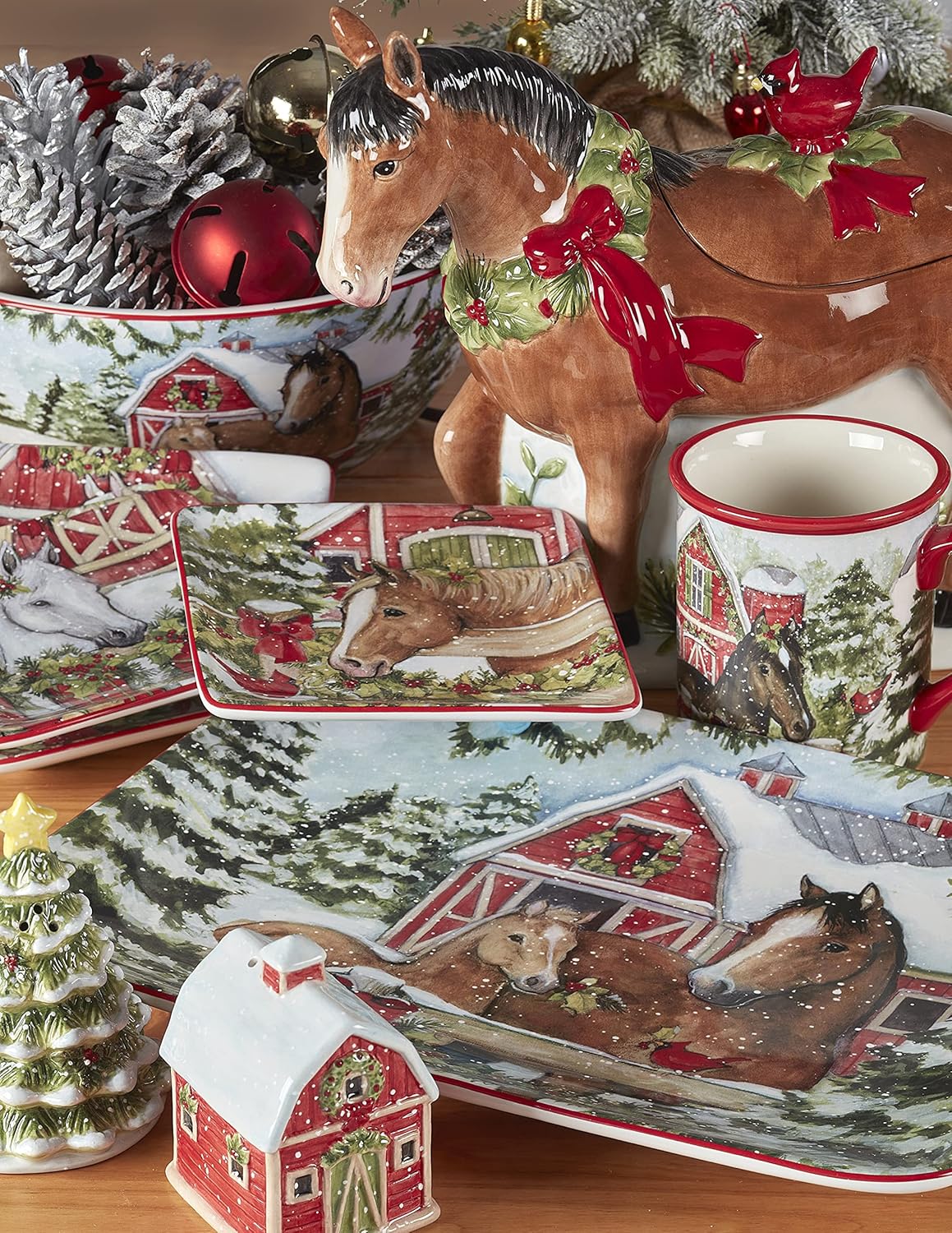 Thumbnail 1 de Certified International Homestead Christmas 16 oz Mugs (Set of 4) in Durable Earthenware