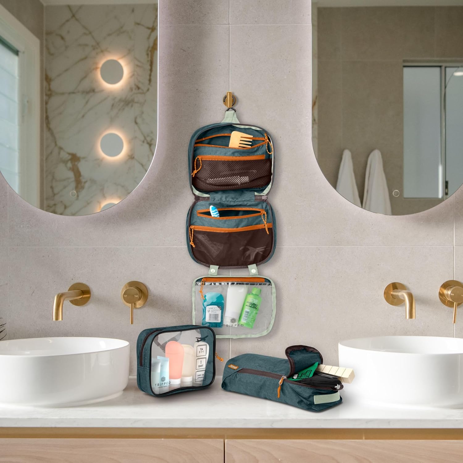Thumbnail 1 de TRIPPED Travel Gear Toiletry Bag Kit Set (Hanging Travel Bag + 311 TSA Liquid Bag + Ultralight Organizer Pouch)