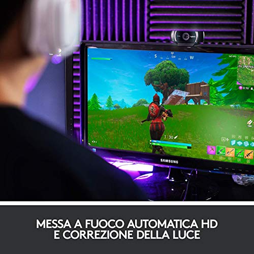 Detalle de Logitech C922 Pro Stream Webcam: streaming Full HD con audio stereo e montaggio flessibile