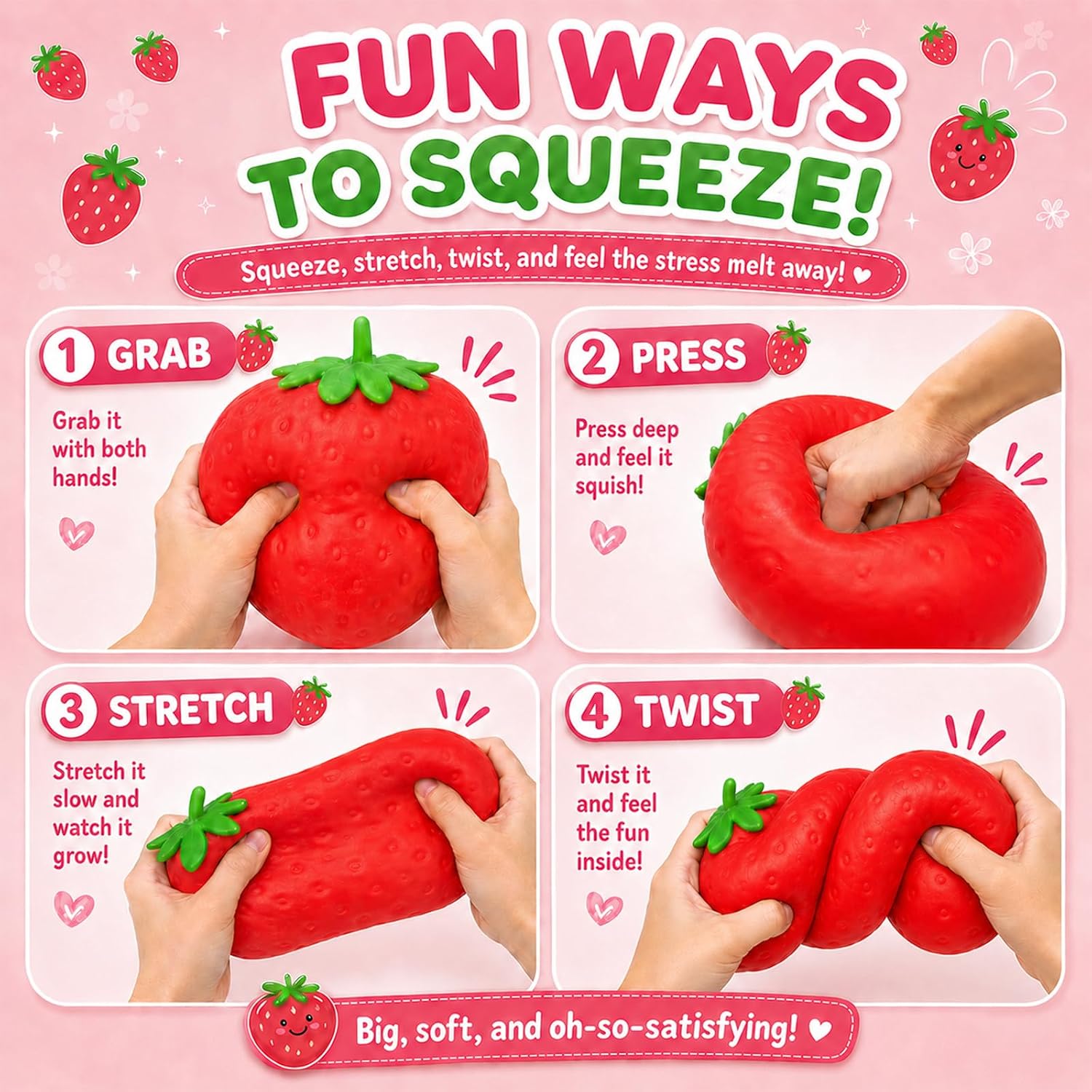 Thumbnail 2 de TNOIE Strawberry-AA 6.3-Inch Strawberry Squishy Toy, Slow-Rising Sensory Fidget