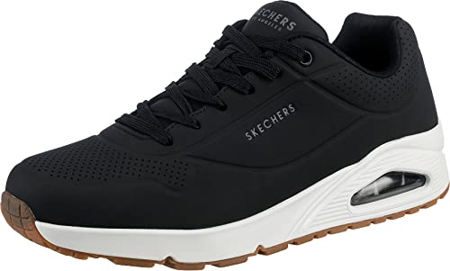 Detalle de Skechers Uno Stand On Air para hombre — Dark Black Durabuck Trim, talla 42.5 EU