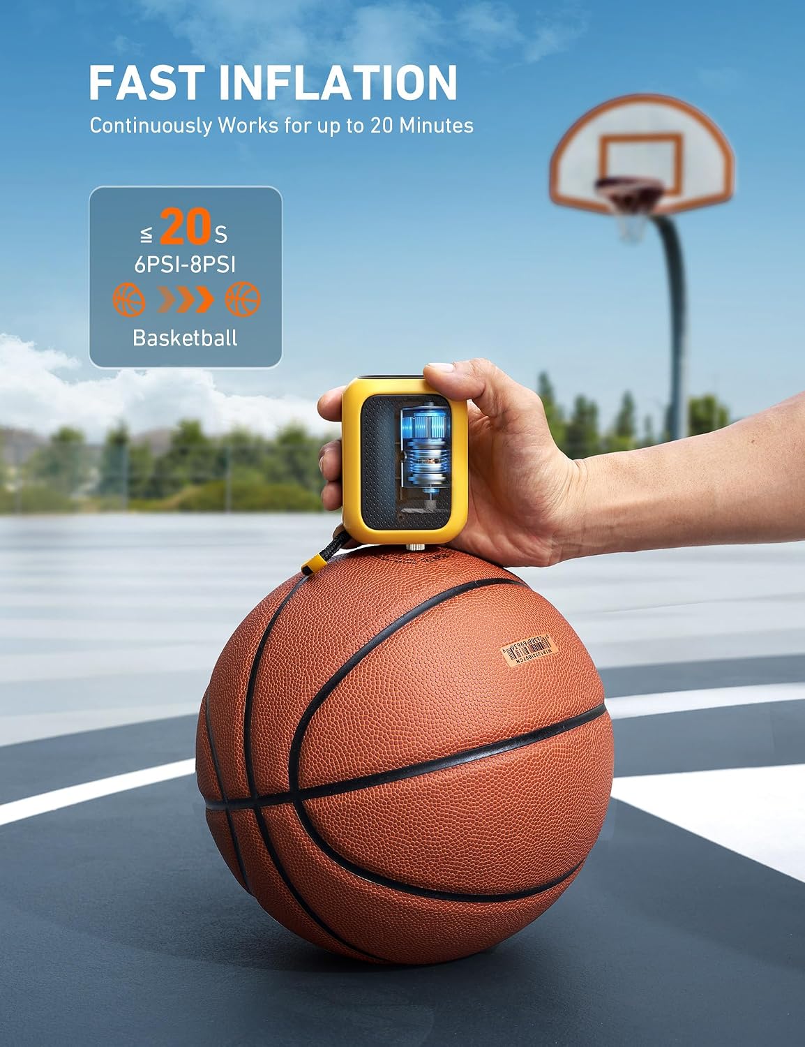 Detalle de AstroAI portable ball pump L6S