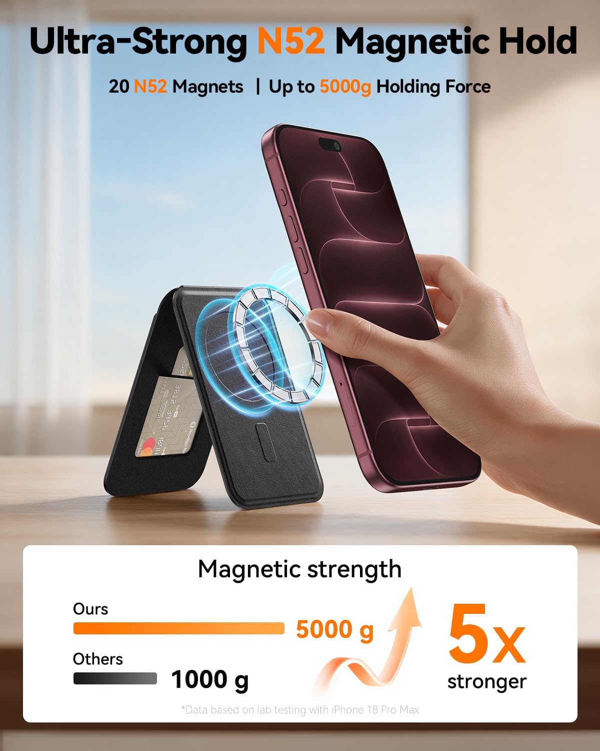 Detalle 2 de Magnetic Phone Wallet Stand, 1 Card Slot