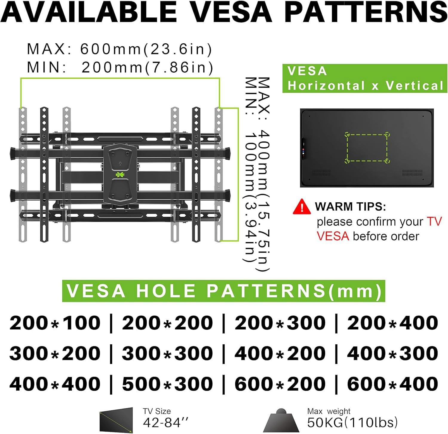 Thumbnail 6 de USX MOUNT TV Wall Mount for 42-84" TVs 110 lbs