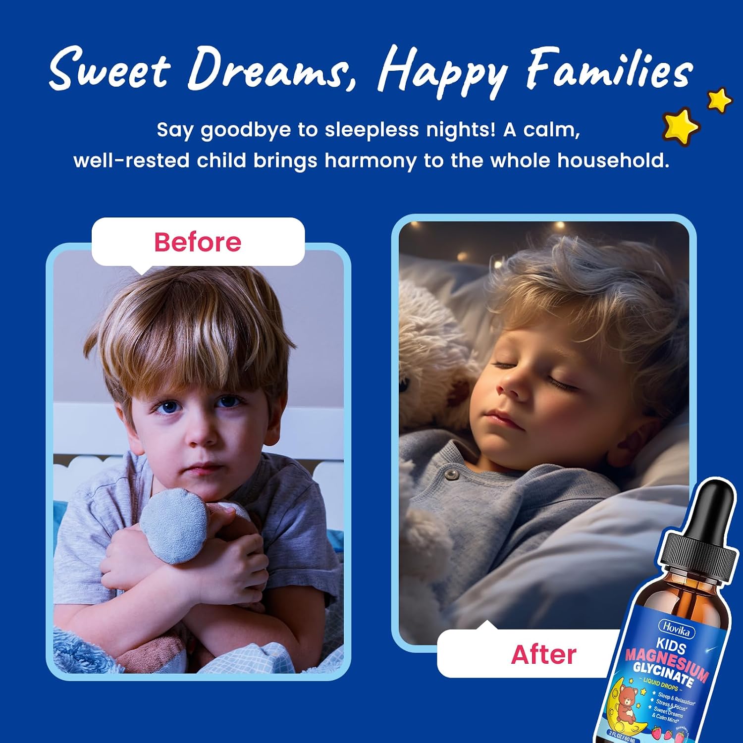 Detalle 1 de Hovika Kids Magnesium Glycinate Liquid Drops with L-Theanine, Omega-3 & Strawberry Flavor