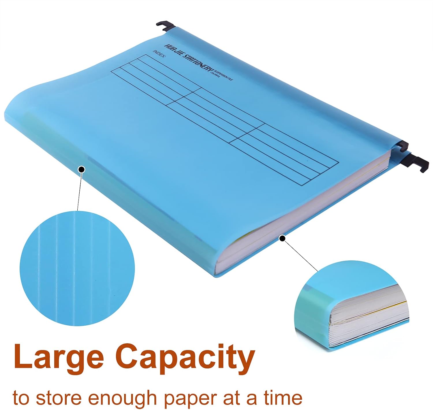 Thumbnail 2 de Lot de 12 dossiers suspendus Foolscap Srvnpioy en polypropylène bleu (format grand) avec onglets et inserts