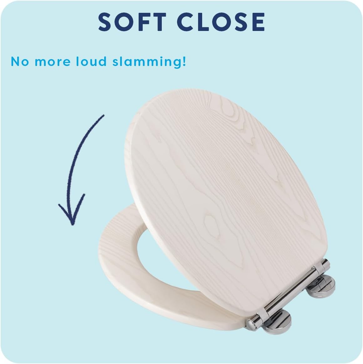 Thumbnail 1 de Croydex Maitland White Oak Wooden Toilet Seat with Soft Close, Quick Release & Flexi-Fix Hinges