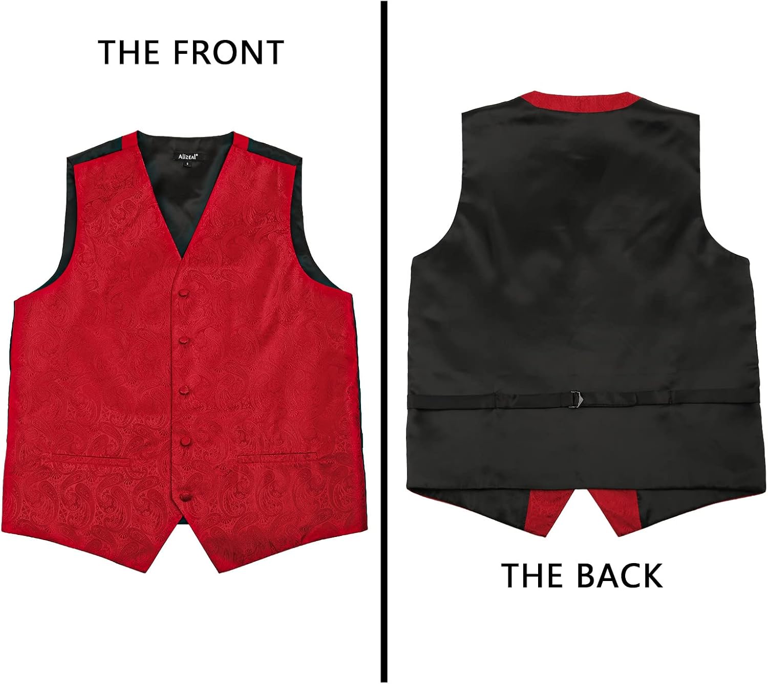 Detalle de Alizeal Mens Classic 5 Pcs Paisley Jacquard Suit Vest Set