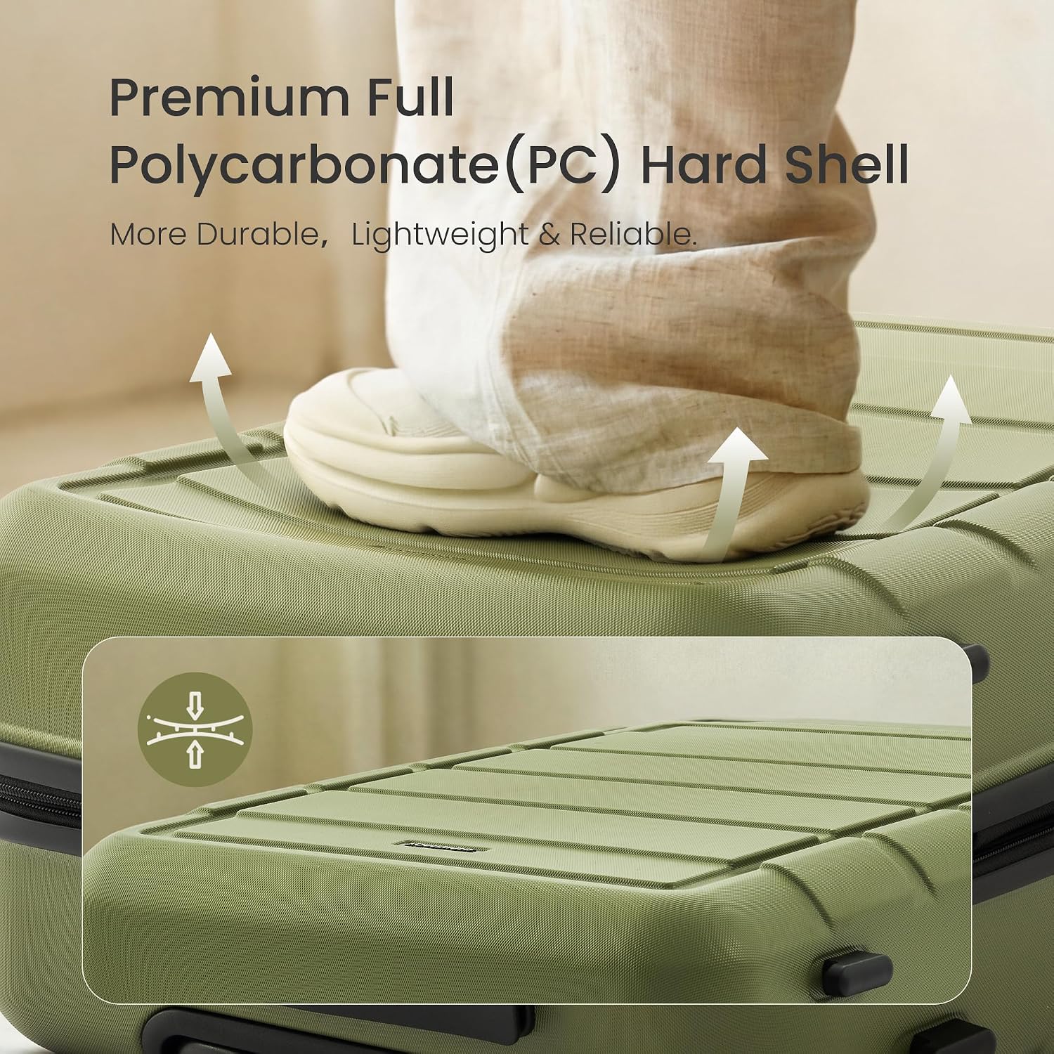 Thumbnail 1 de SHOWKOO Luggage Sets 3pcs 93L Olive Green