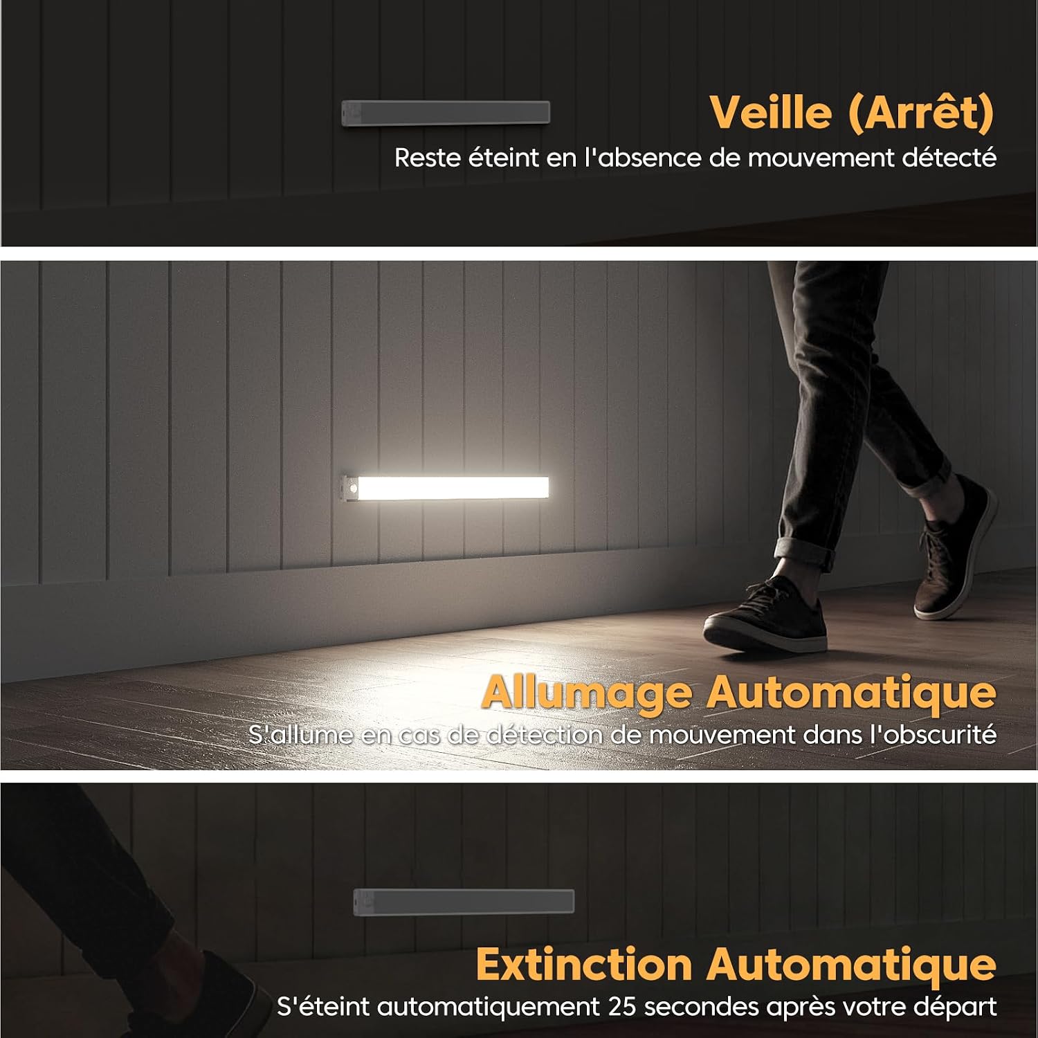 Thumbnail 2 de 3 Pack Lumière Cuisine Sous Meuble 20 cm avec Détecteur de Mouvement – FILIYANO