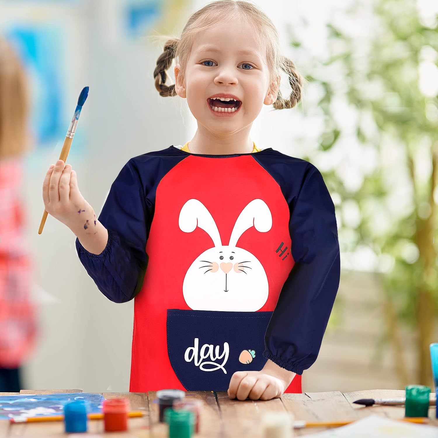 Detalle 2 de Romon Tablier Peinture Enfant 6–8 ans imperméable 🎨