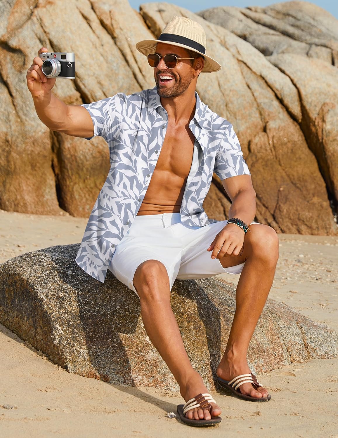 Thumbnail 2 de COOFANDY Hawaii Hemd für Männer – Kurzarm Sommerhemd im tropischen Blumen-Design