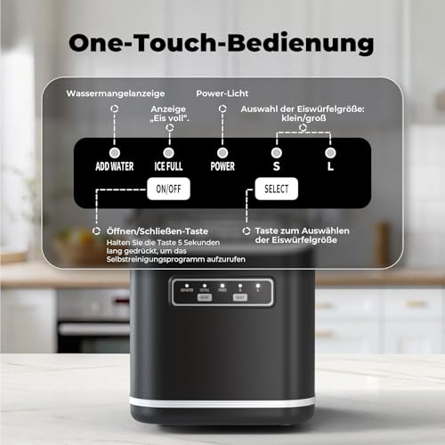 Detalle de Acmeenjoy Eiswürfelmaschine 9 Würfel in 6–8 Min, 12kg/24h, Selbstreinigende