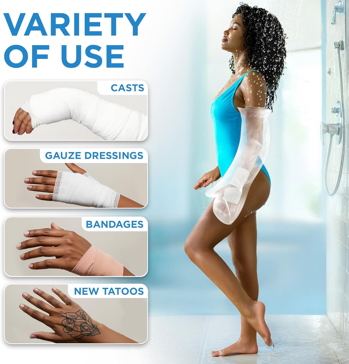 Thumbnail 6 de 100% Waterproof Cast Covers for Shower Arm - 2-Pack, Reusable Full Arm Sleeves