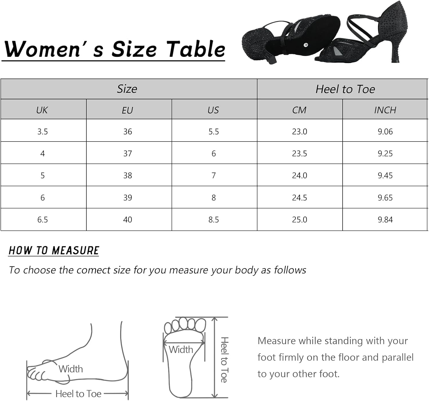 Thumbnail 5 de Jywmsc Women's Glitter Rhinestones Ballroom Latin Dance Shoes – Peep Toe Cross Strap